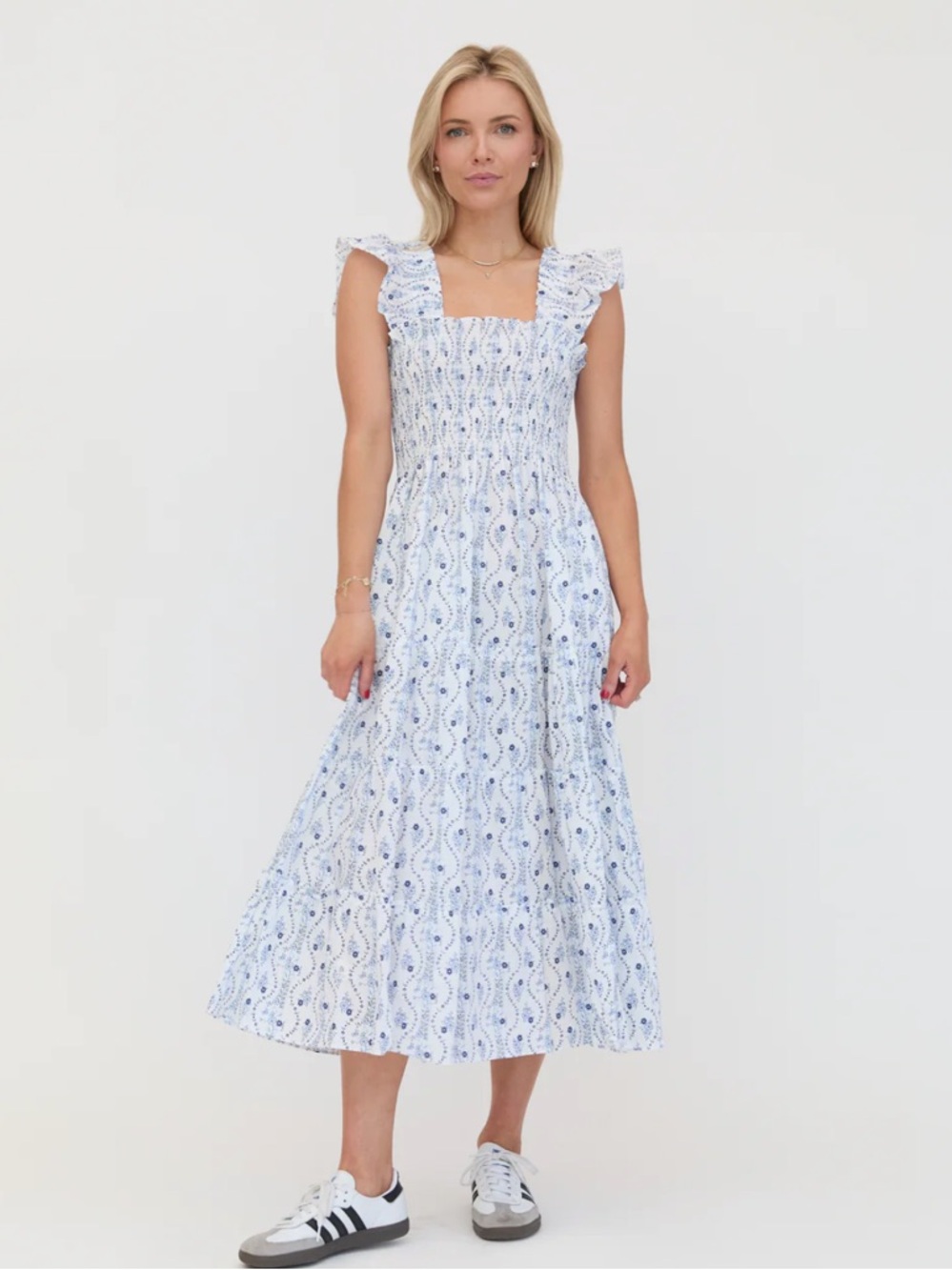 The Ellie Nap Dress in Blue Vine Stripe - Medium. WORN ONCE